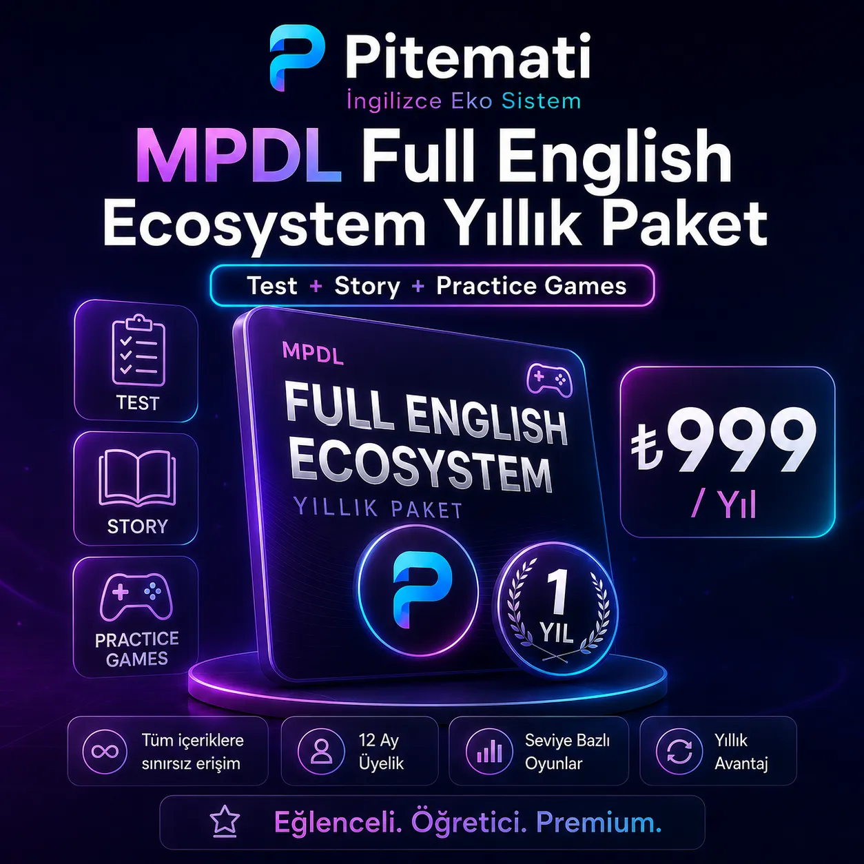 MPDL Full English Story-Test-Games Paket Yıllık